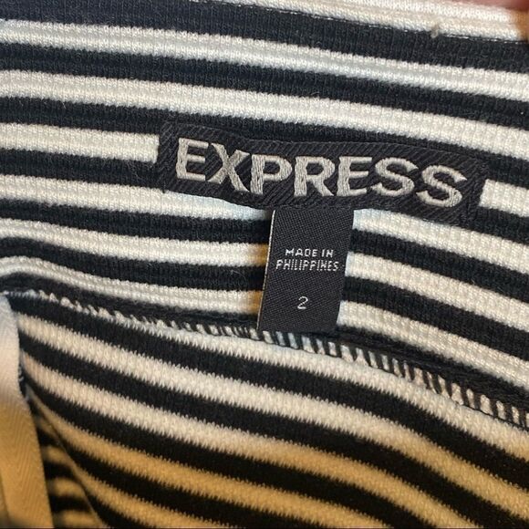 Express striped skater Skirt 2 black and white mod spring summer circle optical - Picture 5 of 6